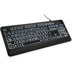 Large Print LED Backlit USB Wired Keyboard