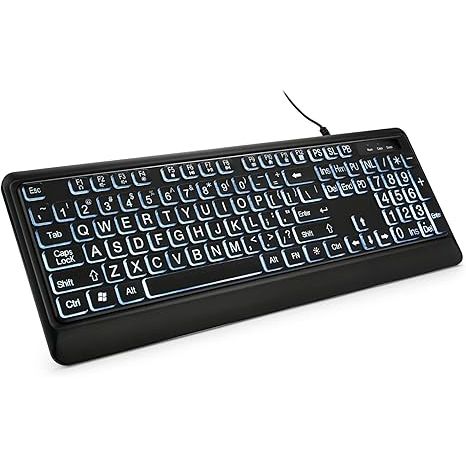 Large Print LED Backlit USB Wired Keyboard
